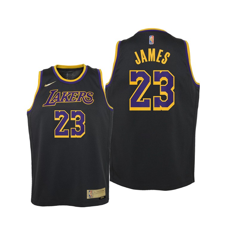 Youth Los Angeles Lakers LeBron James #23 NBA 2021 Earned Edition Black Basketball Jersey FGN1483IO